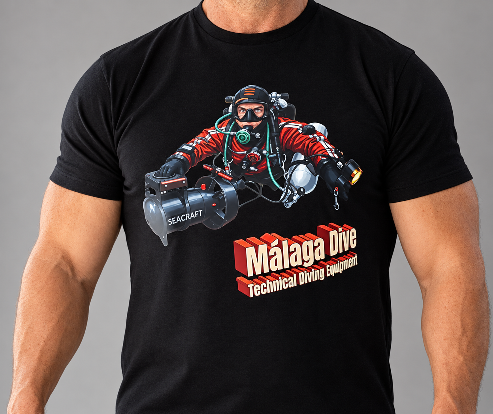 Camiseta Malaga Dive buceador técnico 190g TODO COLOR DTF talla L