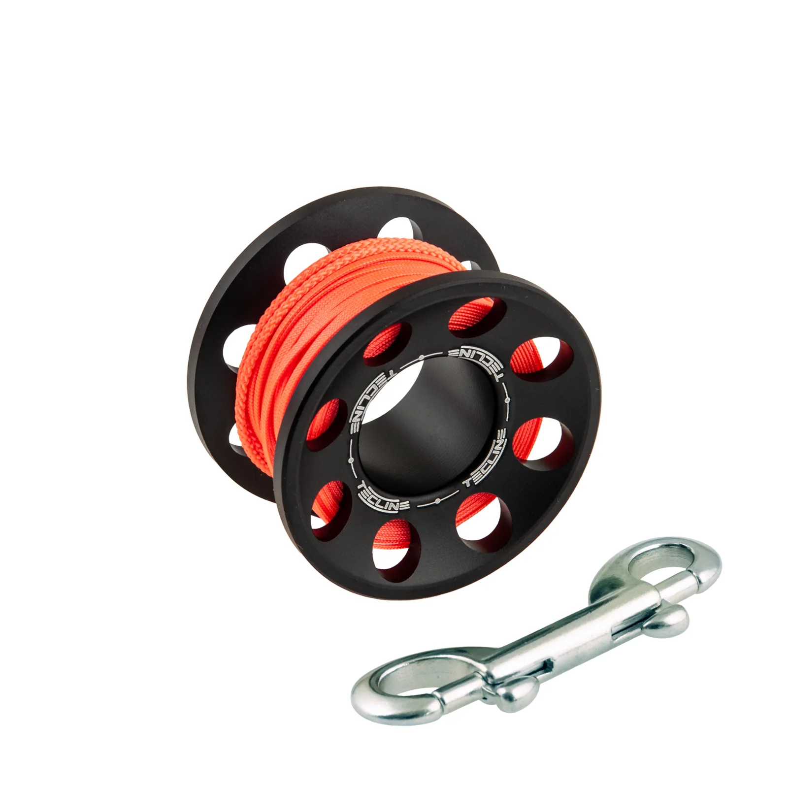 Spool alu black 15 m, with SS 90 mm snap