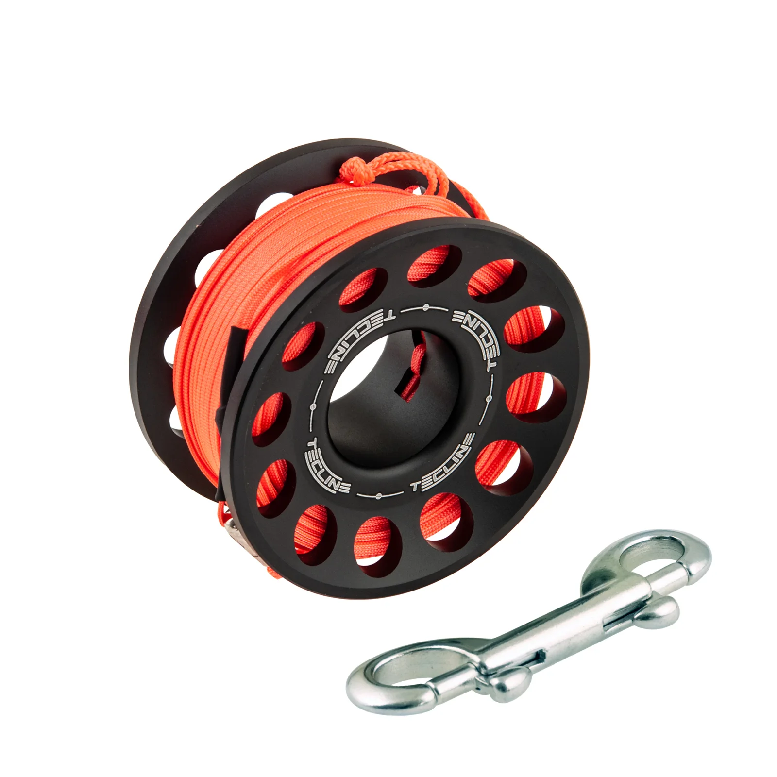 Spool alu black 30 m, with SS 90 mm snap