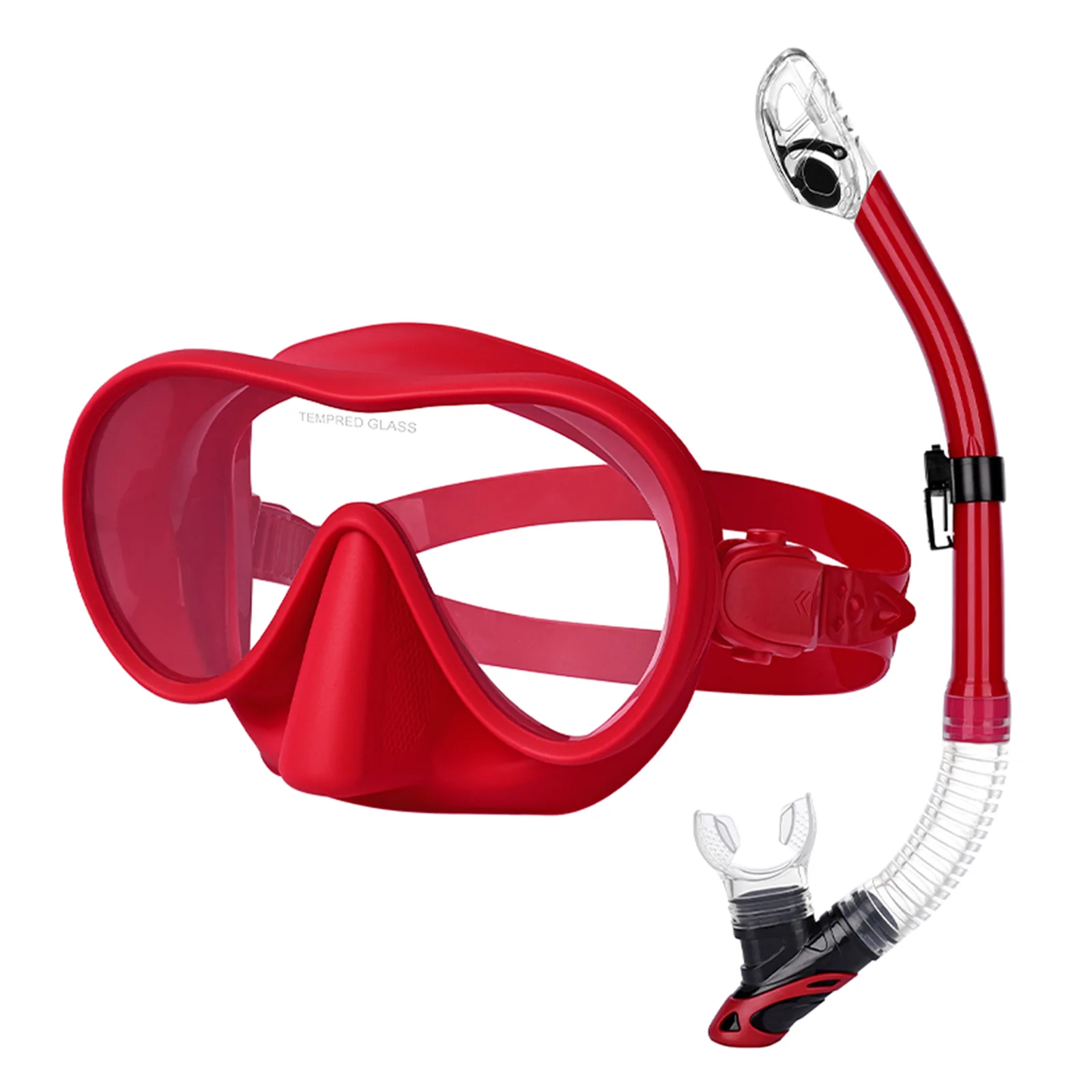 Tecline Frameless SV mask size M/L + snorkel, red set - Tecline