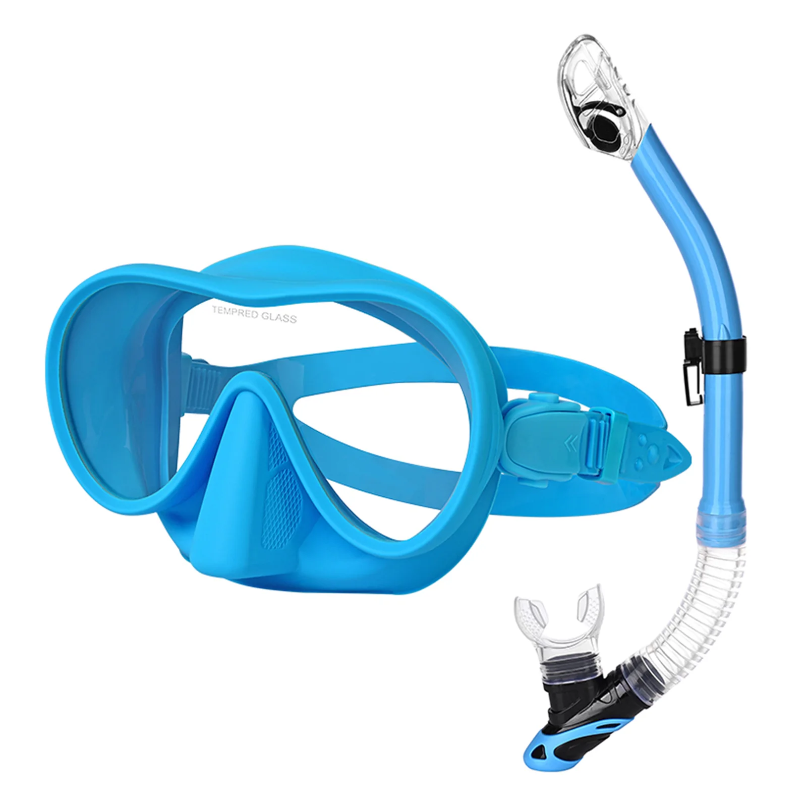 Tecline Frameless SV mask size M/L + snorkel, blue set - Tecline