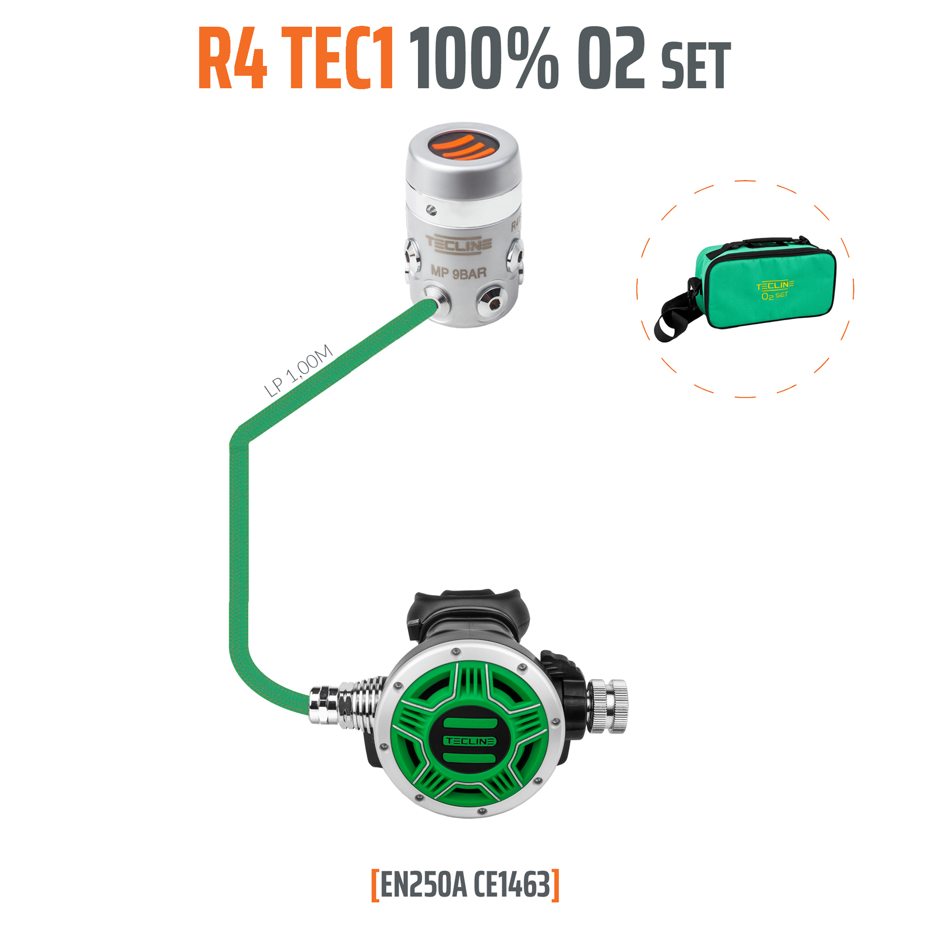 Regulator R4 TEC1 100% O2 M26x2, stage set - EN250A