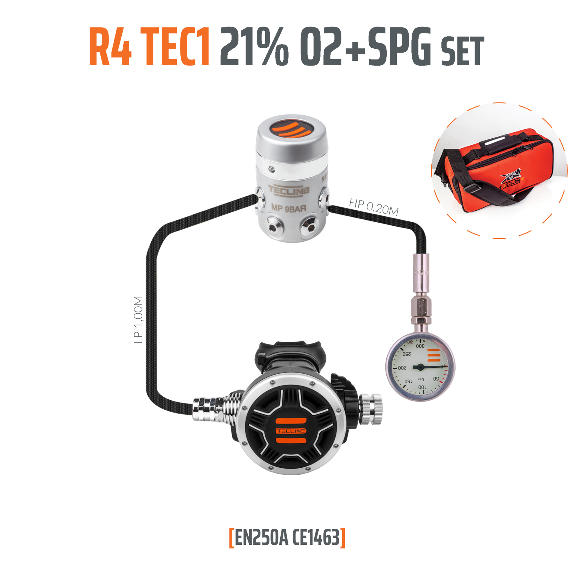 Regulator R4 TEC1 21% O2 G5/8 with SPG, stage set - EN250A