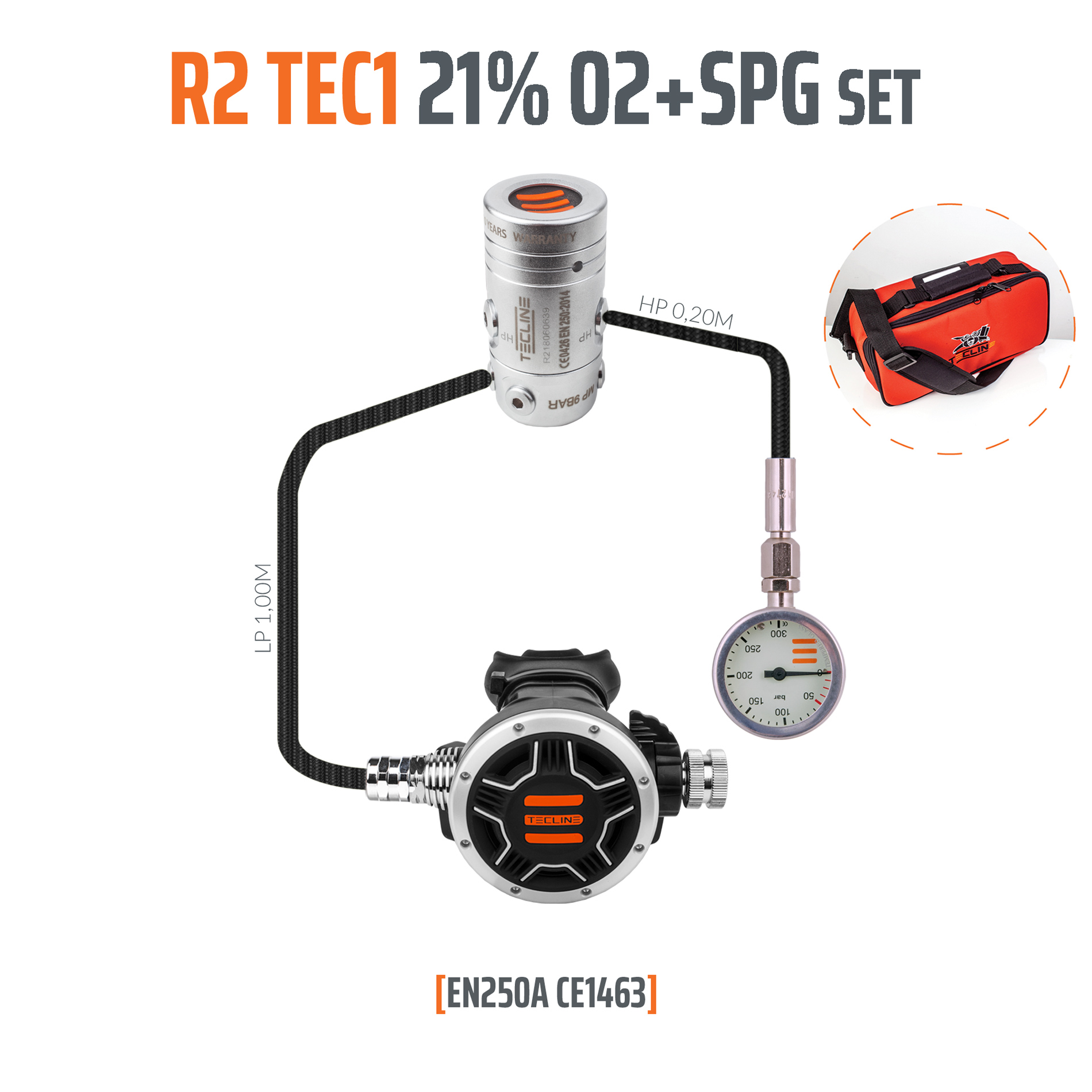 Regulator R2 TEC1 21% O2 G5/8 with SPG, stage set - EN250A