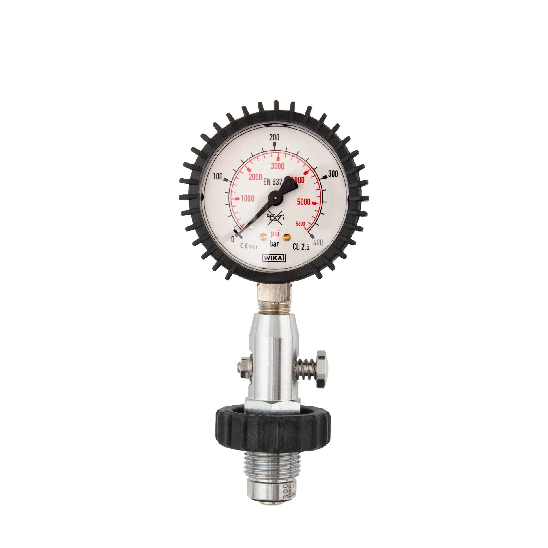 Cylinder testing gauge DIN, scale 400 bar, working pressure 300 bar