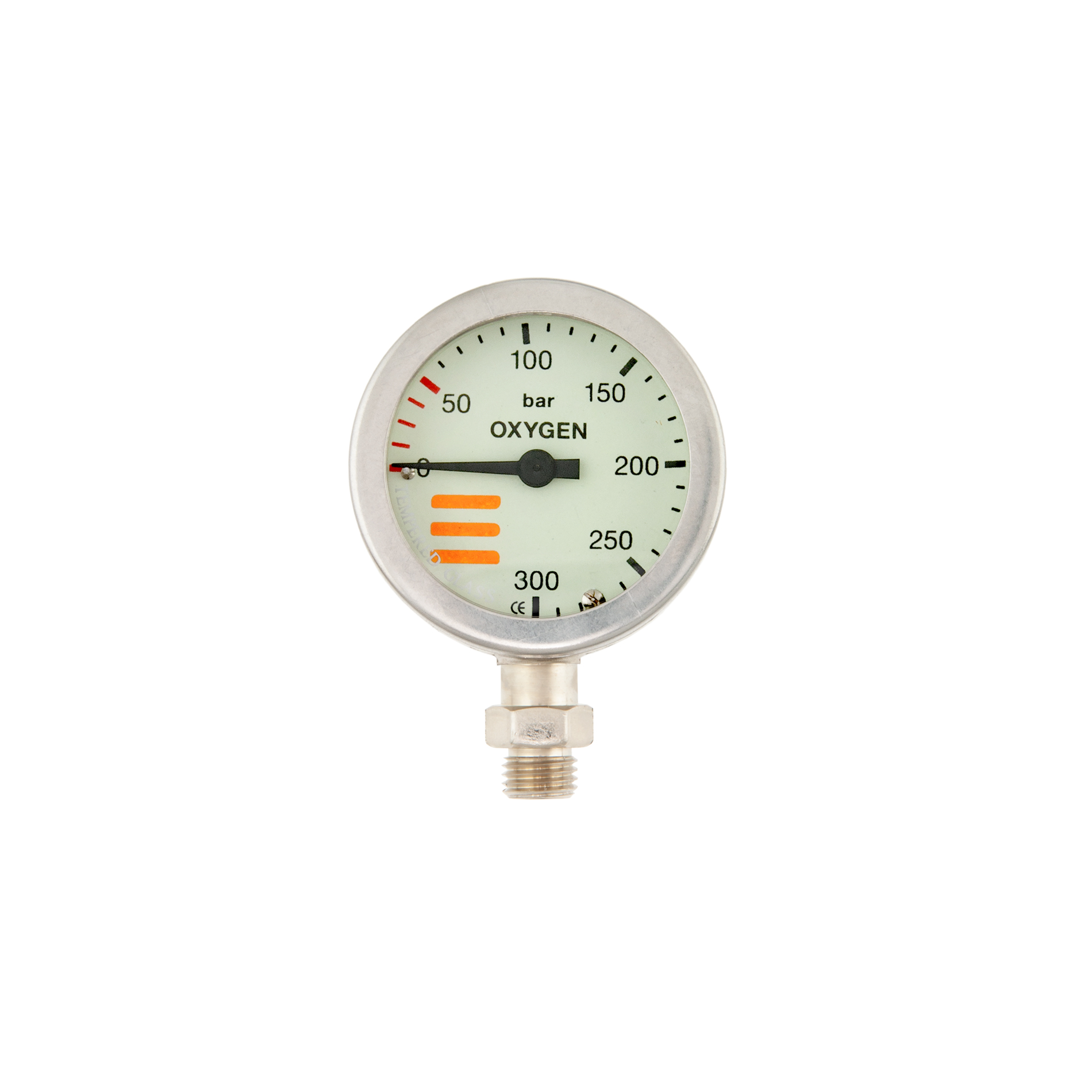SPG diam 52 mm O2, scale 300 bar, working pressure 230 bar, nickel - head only