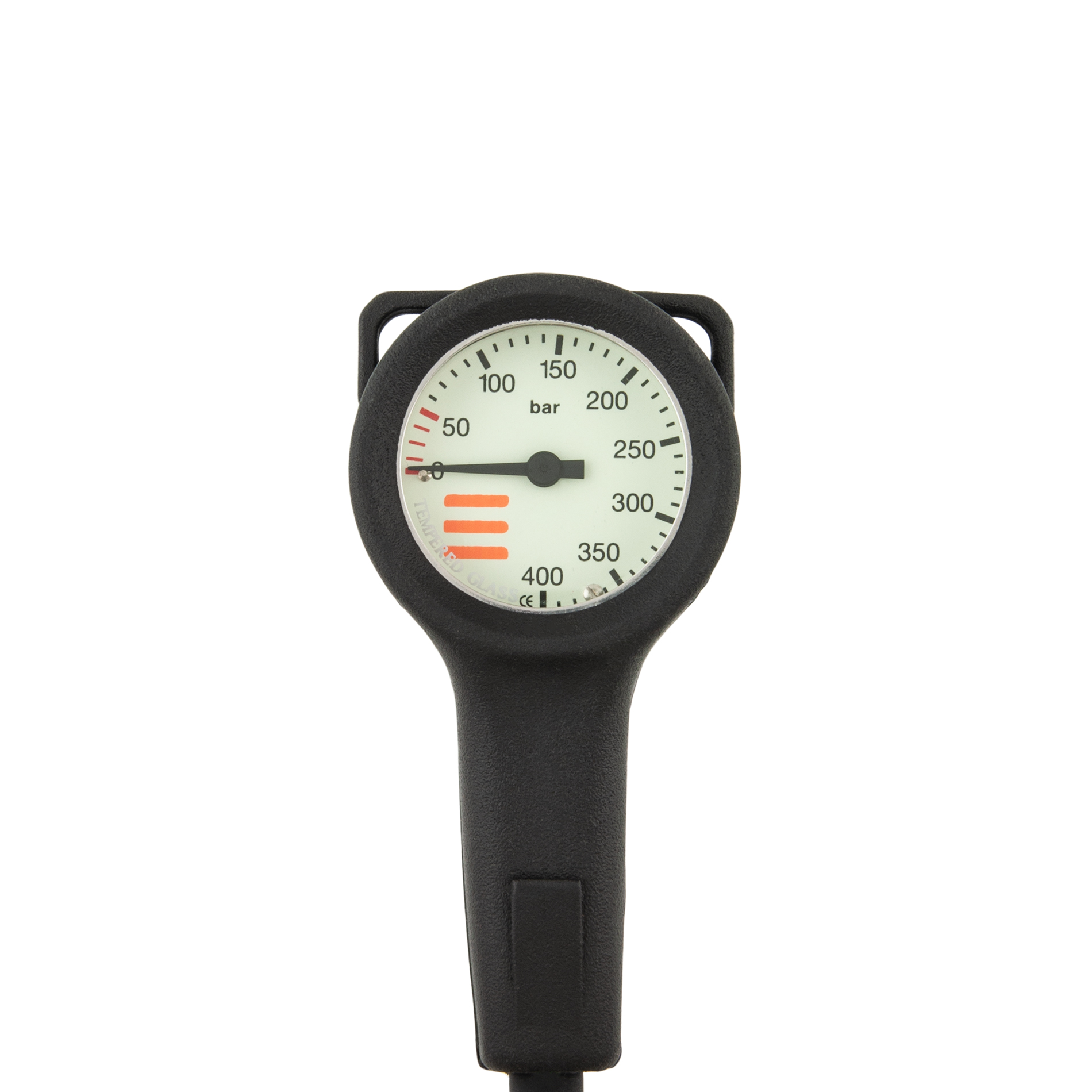 SPG TecLine Slim 52 mm, scale 400 bar, working pressure 300 bar, HP hose 80 cm