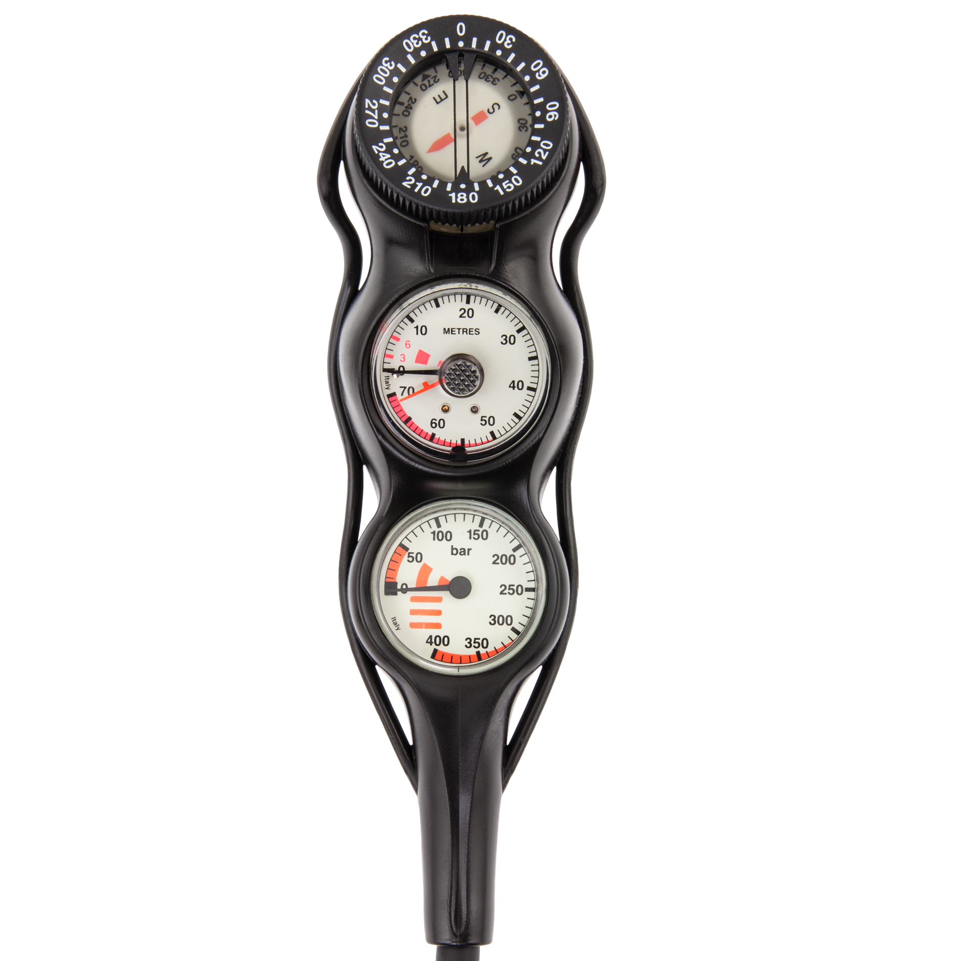 Console Tecline EVO III, SPG 52 mm, scale 400 bar + depthgauge + compass, HP hose 80 cm