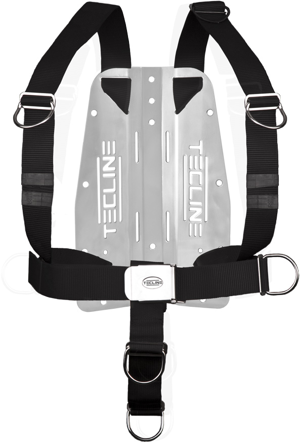 Harness TecLine DIR standrad webbing - incl. 3 mm SS backplate, fixed D-rings