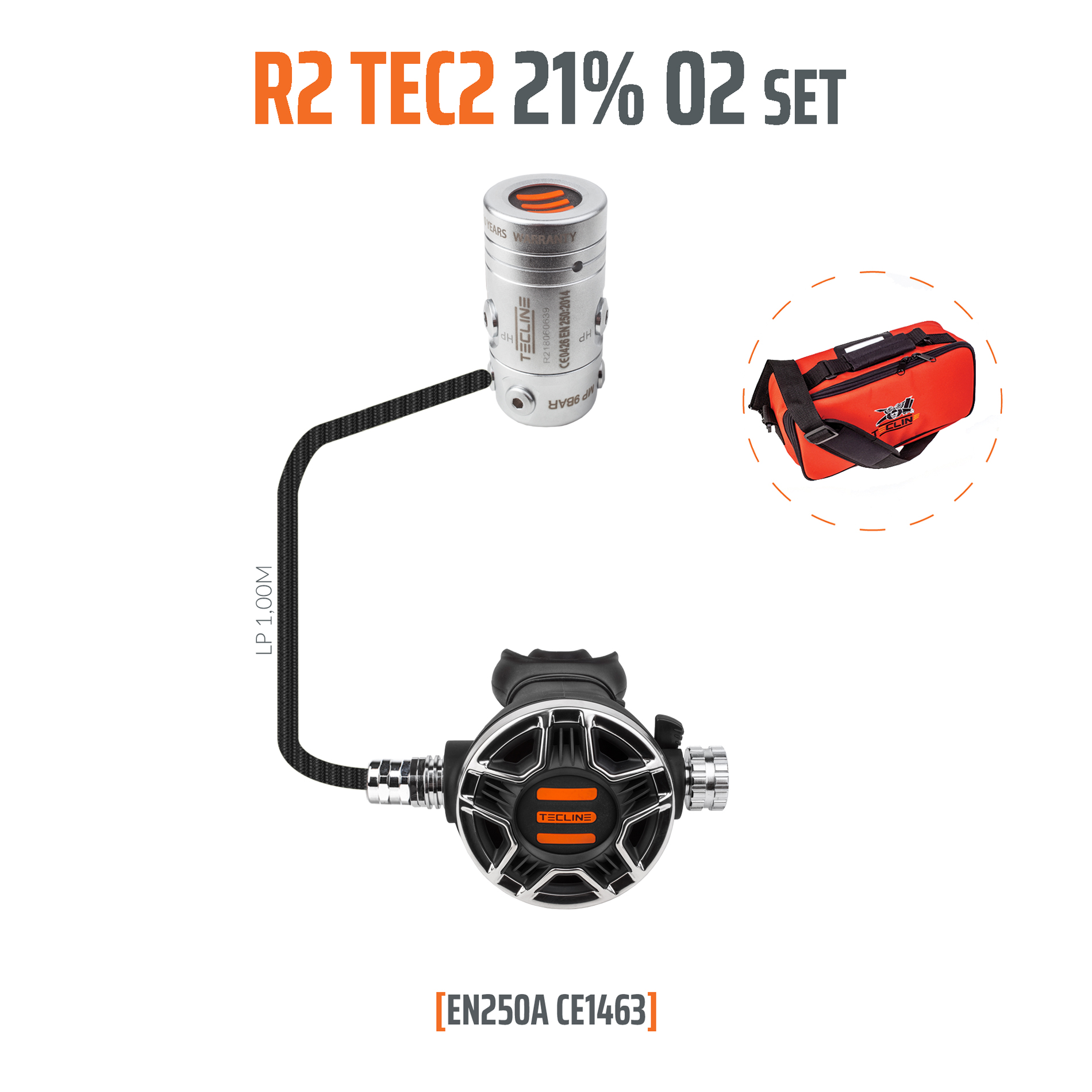 Regulator R2 TEC2 21% O2 G5/8, stage set - EN250A