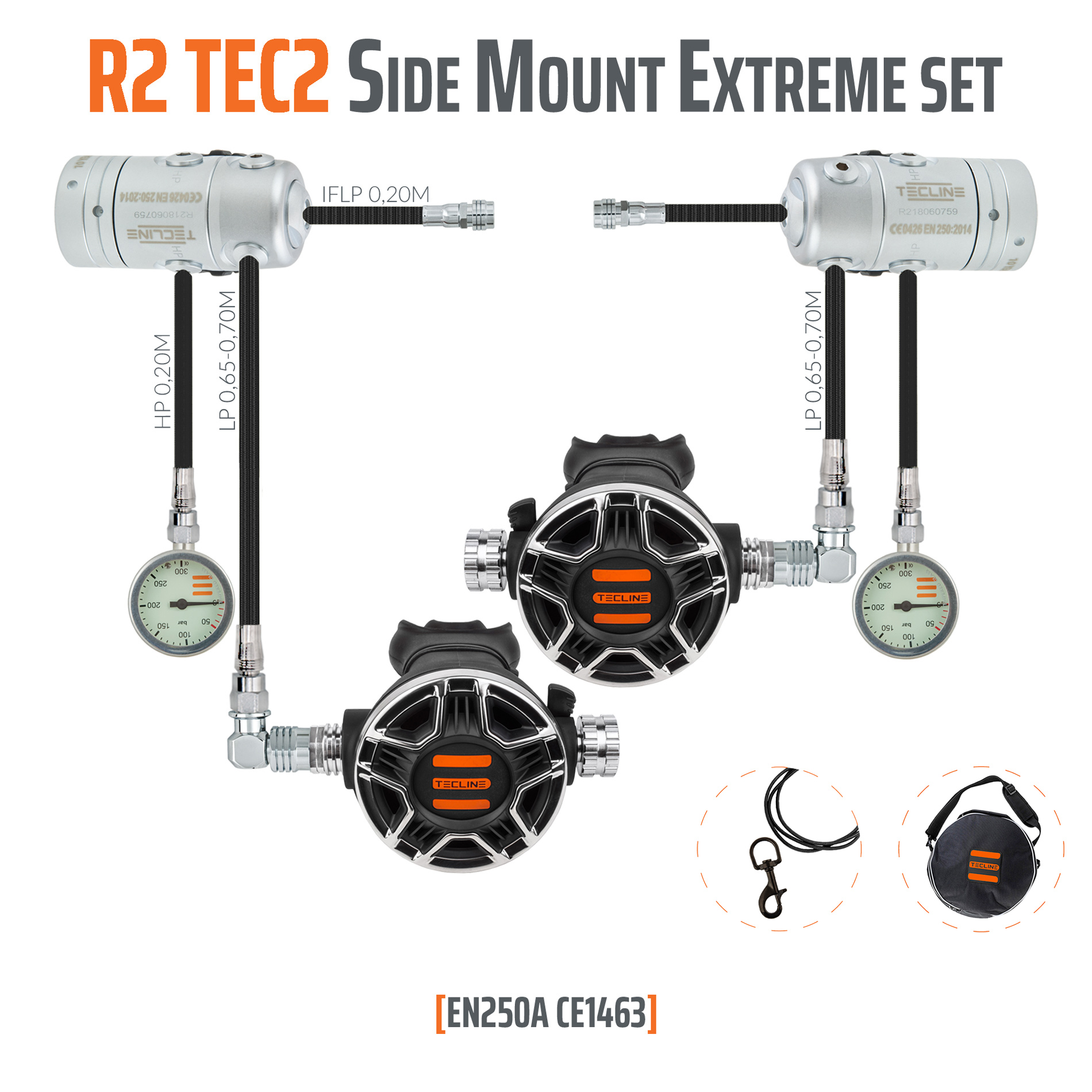 Regulator R2 TEC2 rev. Side Mount Extreme set - EN250A