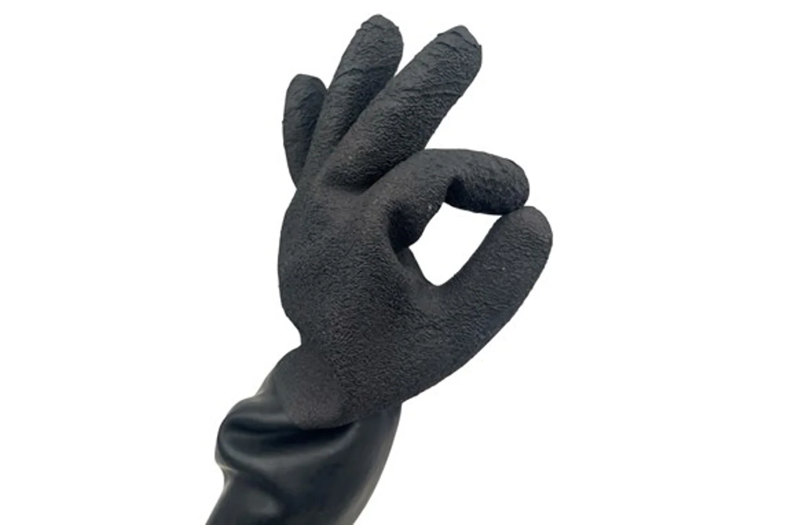 Black Latex Glove, Self-sealed, No inner liner Large