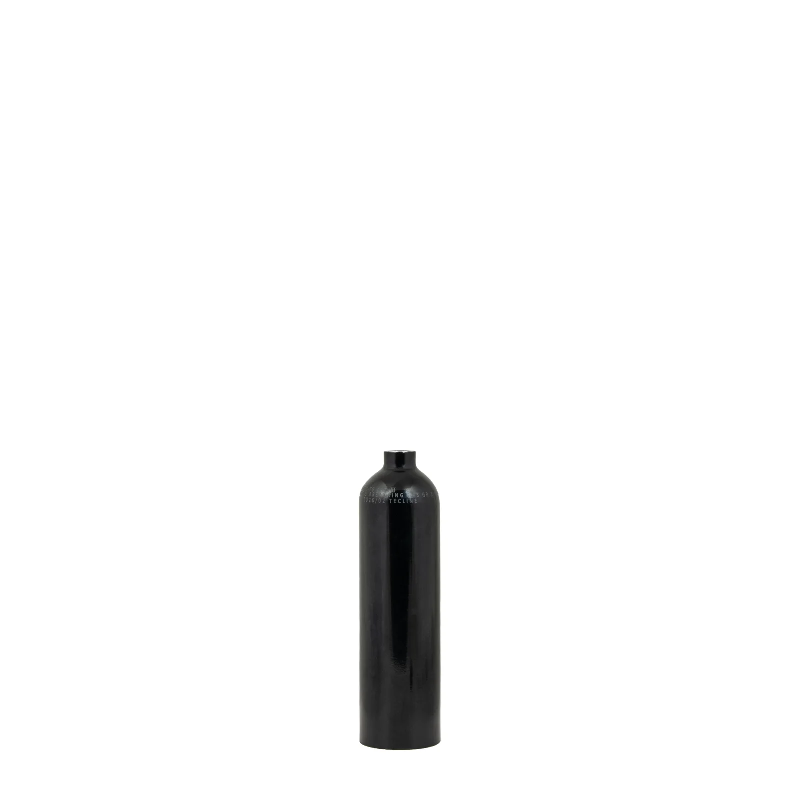 Botella aluminio Tecline 0,85 L 200 bar negra Military Line, sin grifería