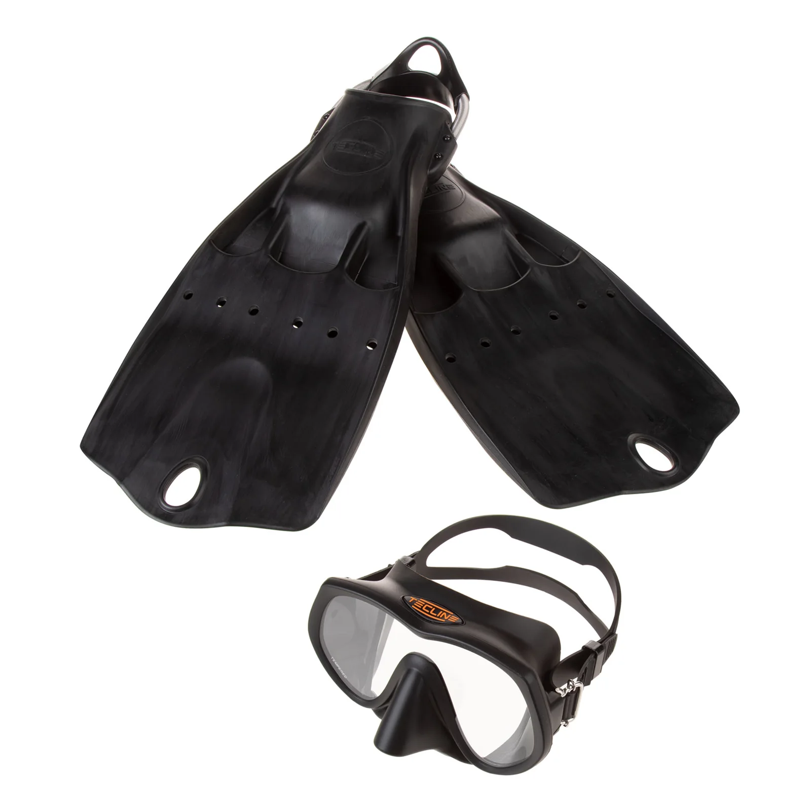 Conjunto Tecline máscara Frameless Super View y aletas LightJet negro