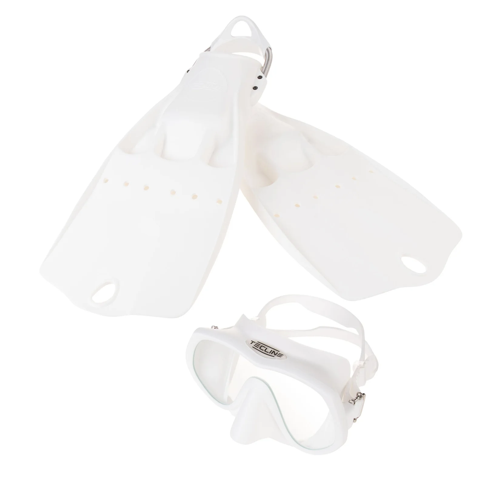 Conjunto Tecline máscara Frameless Super View y aletas LightJet blanco